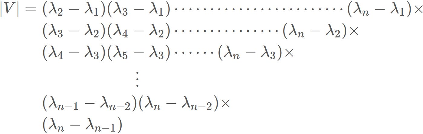 ヴァンデルモンド行列の行列式