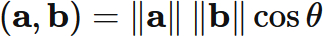 内積とコサインの関係の図