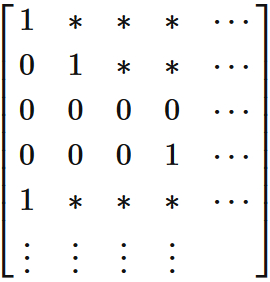 簡約化された行列は一段ずつの階段状