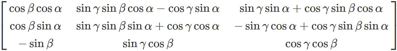 ロールピッチヨー角による回転行列